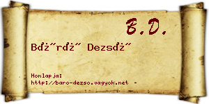 Báró Dezső névjegykártya